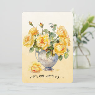 Cartão de Nota de Vaso de Rosas Amarelas