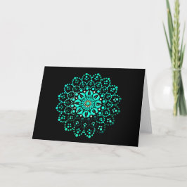 Cartão de Nota de Vazio Teal Mandala Elegante