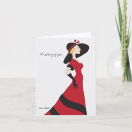 Cartão de Nota de Vestido Vermelho Clássico