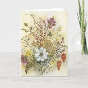 Cartão de Nota de Vintage Wildflower