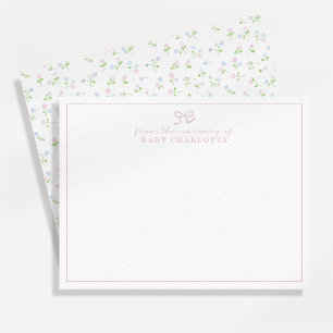 Cartão de nota de viveiro de flores silvestres de 