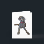 Cartão de nota de Weimaraner<br><div class="desc">Guinny que come um osso</div>