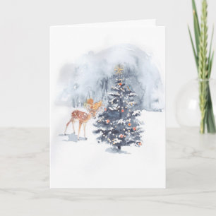 Cartão de Nota Decorada de Deer & Squirrel