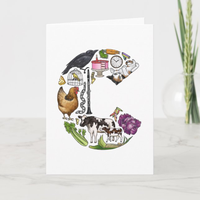 Cartão de nota do monograma "C" (Frente)