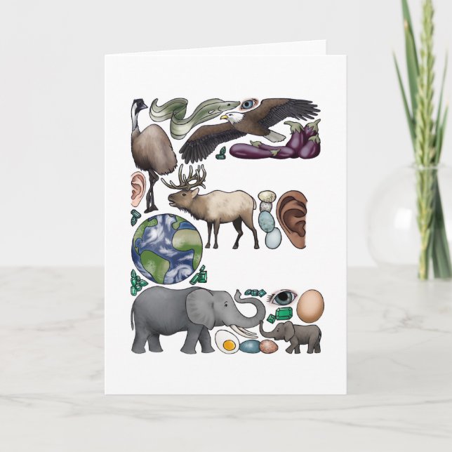 Cartão de nota do monograma "E" (Frente)