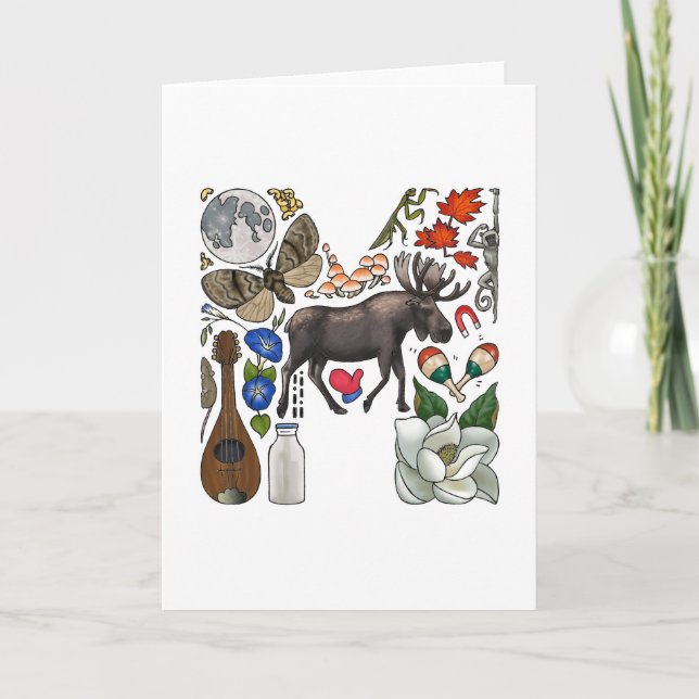 Cartão de nota do monograma "M" (Frente)