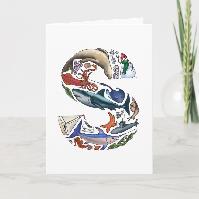 Cartão de nota do monograma "S" (Frente)