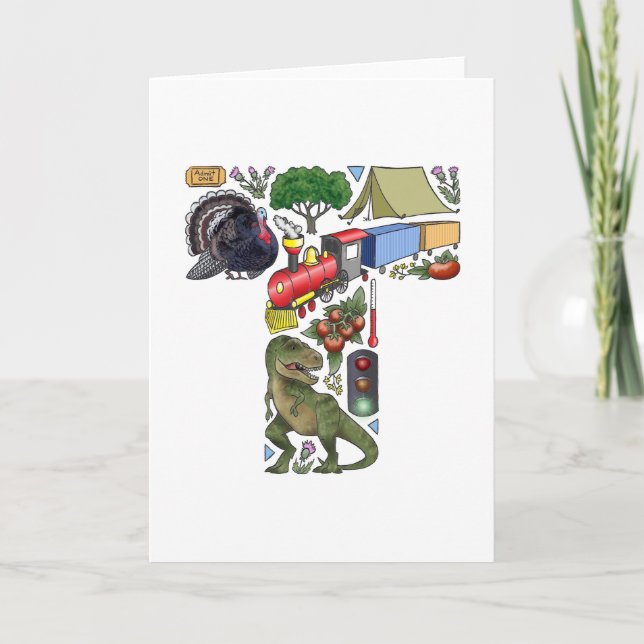 Cartão de nota do monograma "T" (Frente)