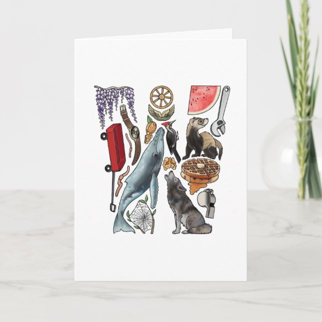 Cartão de nota do monograma "W" (Frente)