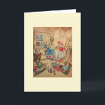 Cartão de nota do Natal dos anjos do vintage<br><div class="desc">Cartão retro/do natal vintage nota.  Dois anjos pequenos adoráveis que pôr sobre os esquis que novos obtiveram para o Natal!</div>