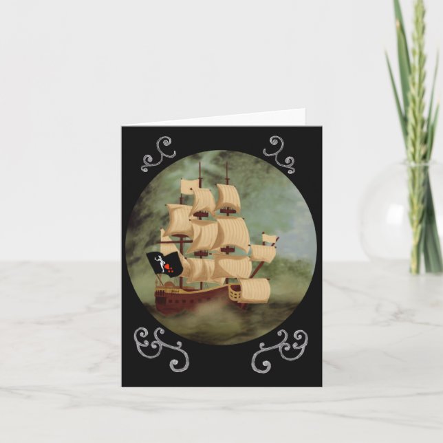 Cartão de Nota do Navio de Barba Negra (Vingança d (Frente)