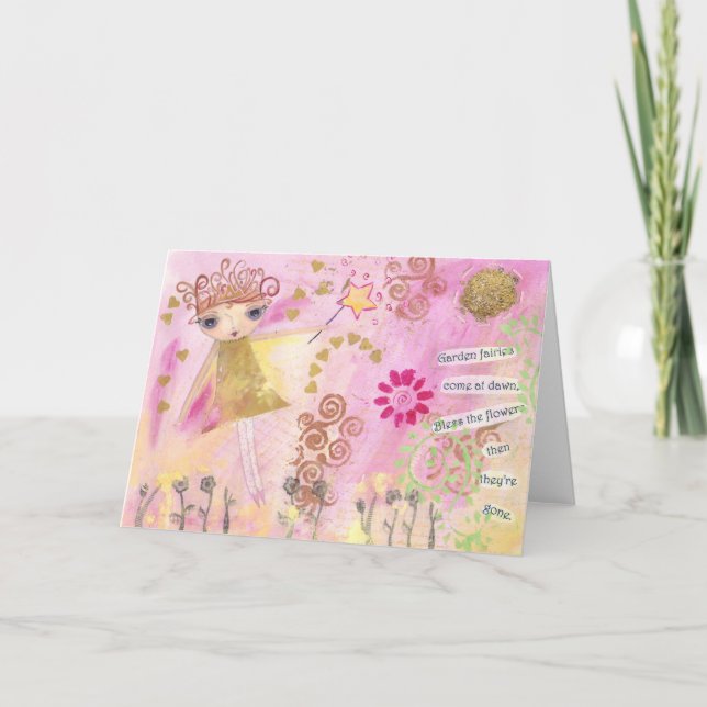 Cartão de nota do país das fadas da flor (Frente)