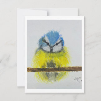 Cartão de Nota do Pássaro Azul Amarelo Arte Origin