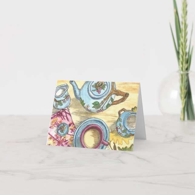 Cartão de nota do tempo do chá (Frente)