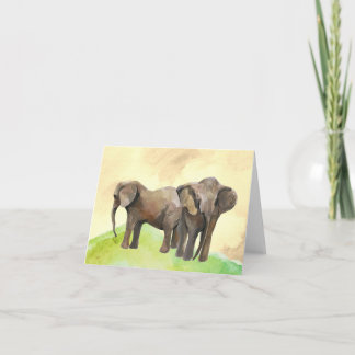cartão de nota do vazio da aguarela do elefante