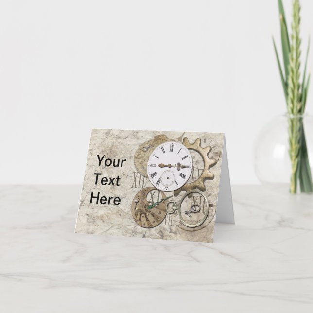 Cartão de nota do vazio do vintage de Steampunk (Frente)