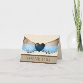 Cartão de Nota do Watercolor Angel Wings & Heart O