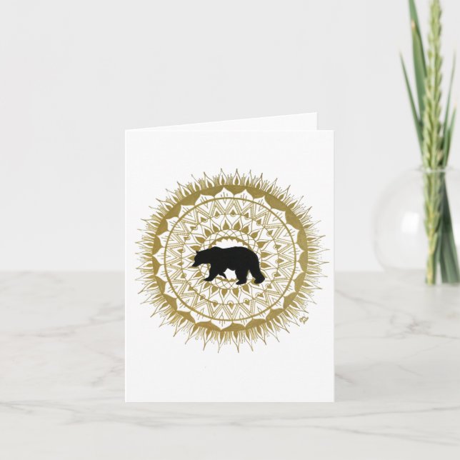 Cartão de Nota Dobrada Bear Mandala (Frente)