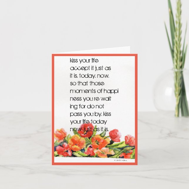 Cartão de Nota Dobrada "beije sua vida" (Frente)