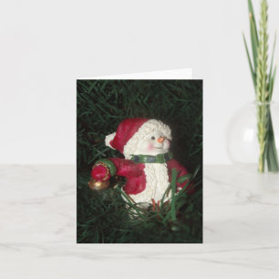 Cartão de Nota Dobrada de Foto de Snowman Feriado