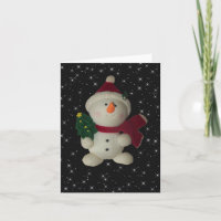 Cartão de Nota Dobrada de Foto do Snowman