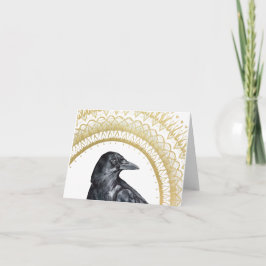 Cartão de Nota Dobrada de Mandala Crow