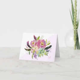 Cartão de Nota Dobrada de Monograma Suculente Flor