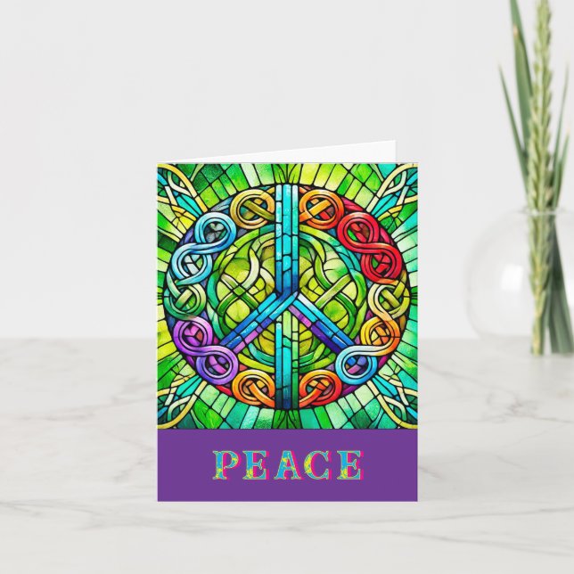 Cartão de Nota Dobrada de Símbolo de Paz (Frente)