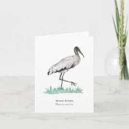 Cartão de Nota Dobrada de Stork de Madeira