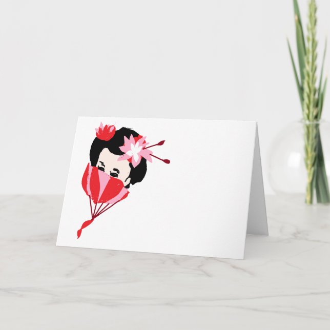 Cartão de Nota Dobrado : Garota Geisha (Frente)