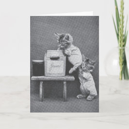 Cartão de nota dos gatinhos do vintage