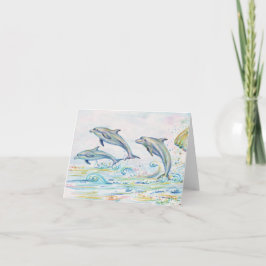 Cartão de nota dos golfinhos do brilho - 5,6" x 4"