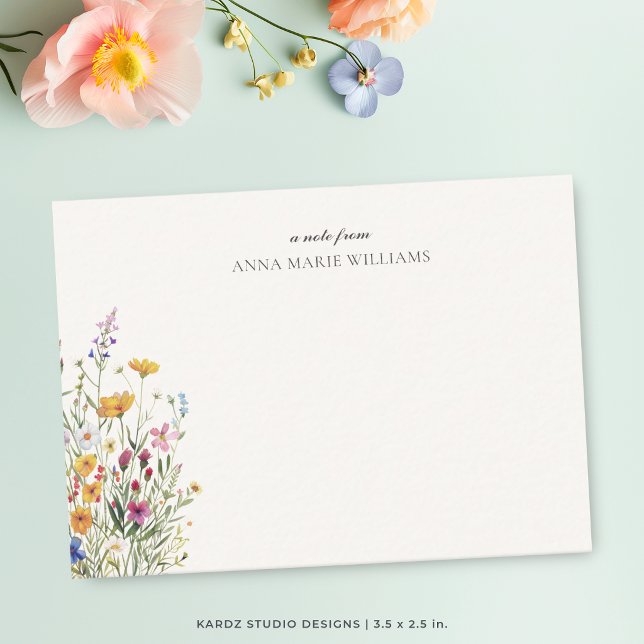 Cartão de Nota Elegante Boho Chic Personalizado (Personalized stationery, floral notecards. Please note that cropping may result in some sizes.)