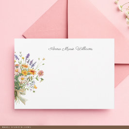 Cartão de Nota Elegante Boho Wildflower