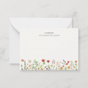 Cartão de Nota Elegante Chic Floral Aquarela