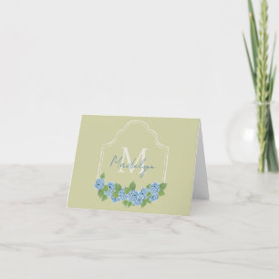 Cartão de Nota Elegante Monograma Crest Azul Hydra