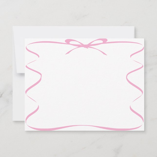 Cartão de Nota em Branco com Desenho de Fita Rosa (Verso)