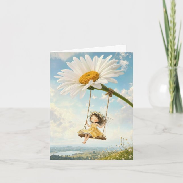 Cartão de Nota em Branco Daisy Swing (Frente)