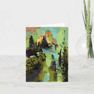 Cartão de Nota em Branco de Paisagem Abstrata