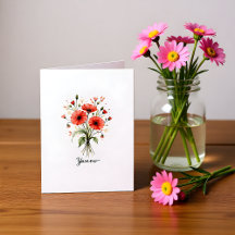 Cartão de Nota em Branco Floral de Mil-folhas