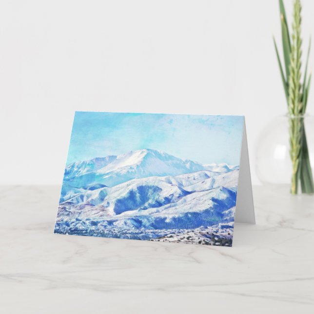 Cartão de Nota em Branco Montanhas Nevadas do Colo (Frente)