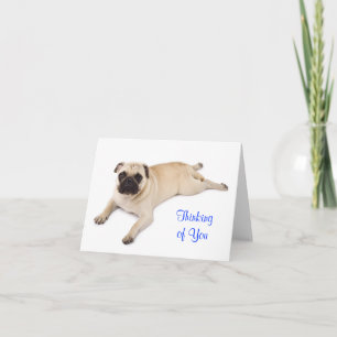 Cartão de Nota em Branco Pug Pensando em Você