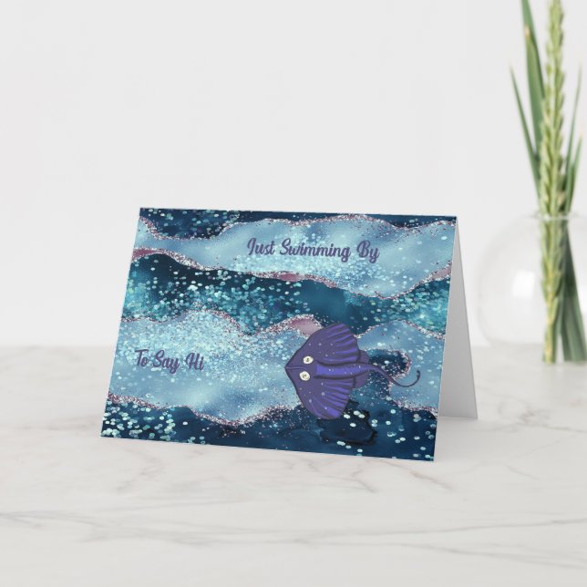 Cartão de nota em um Design do mar azul (Frente)