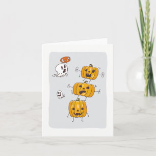 Cartão de Nota Engraçado Pumpkins e Fantasmas