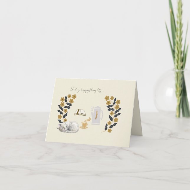 Cartão de Nota - Enviando Pensamentos Felizes (Frente)