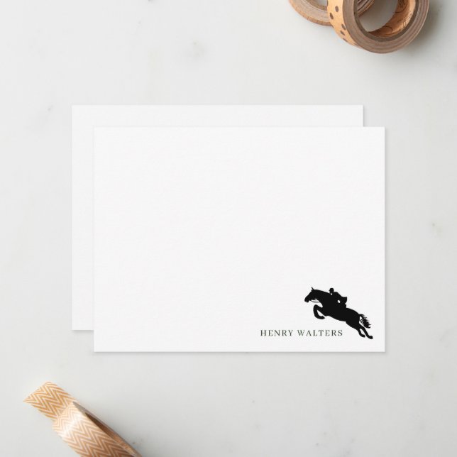 Cartão de Nota Equestre Personalizado (Frente/Verso In Situ)