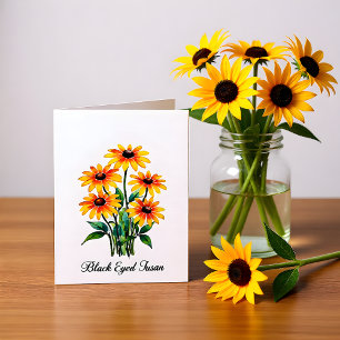 Cartão de Nota Floral Black Eyed Susan em Branco