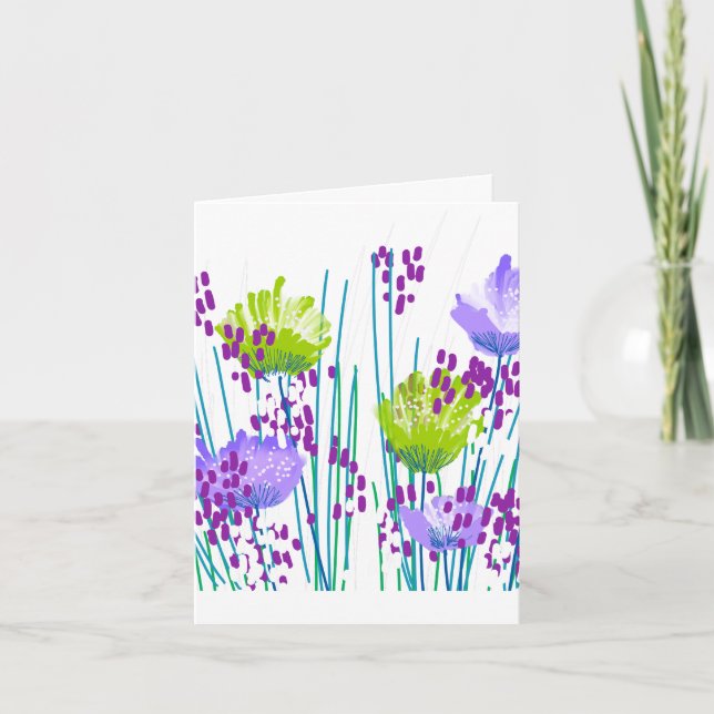 Cartão de Nota Floral Botânica Abstrata (Frente)