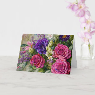 Cartão de Nota Floral de Buquê de Bela Flores