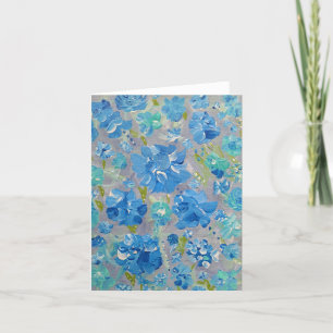 Cartão de Nota Floral de Celebração Azul